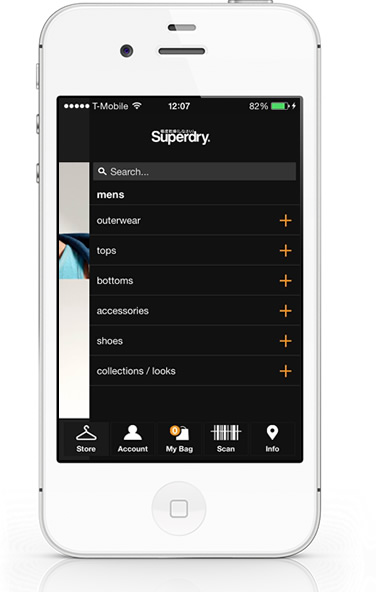 SuperDry iPhone App Menu